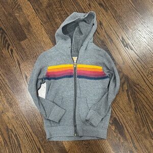 Aviator Nation Gray Hoodie with Rainbow Accents